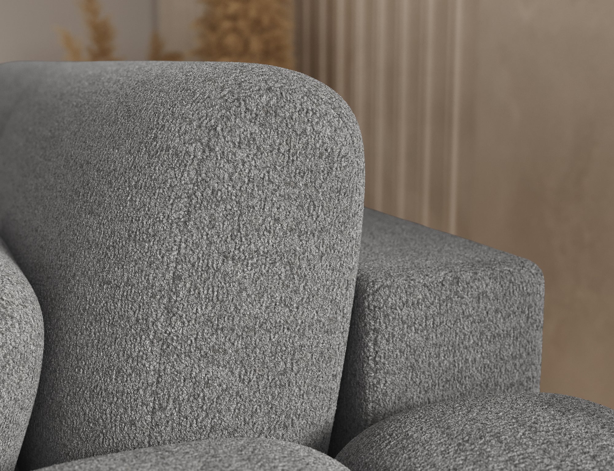 Canapé d'angle Saint-Germain – détail mécanisme, tissu texturé 3D gris
