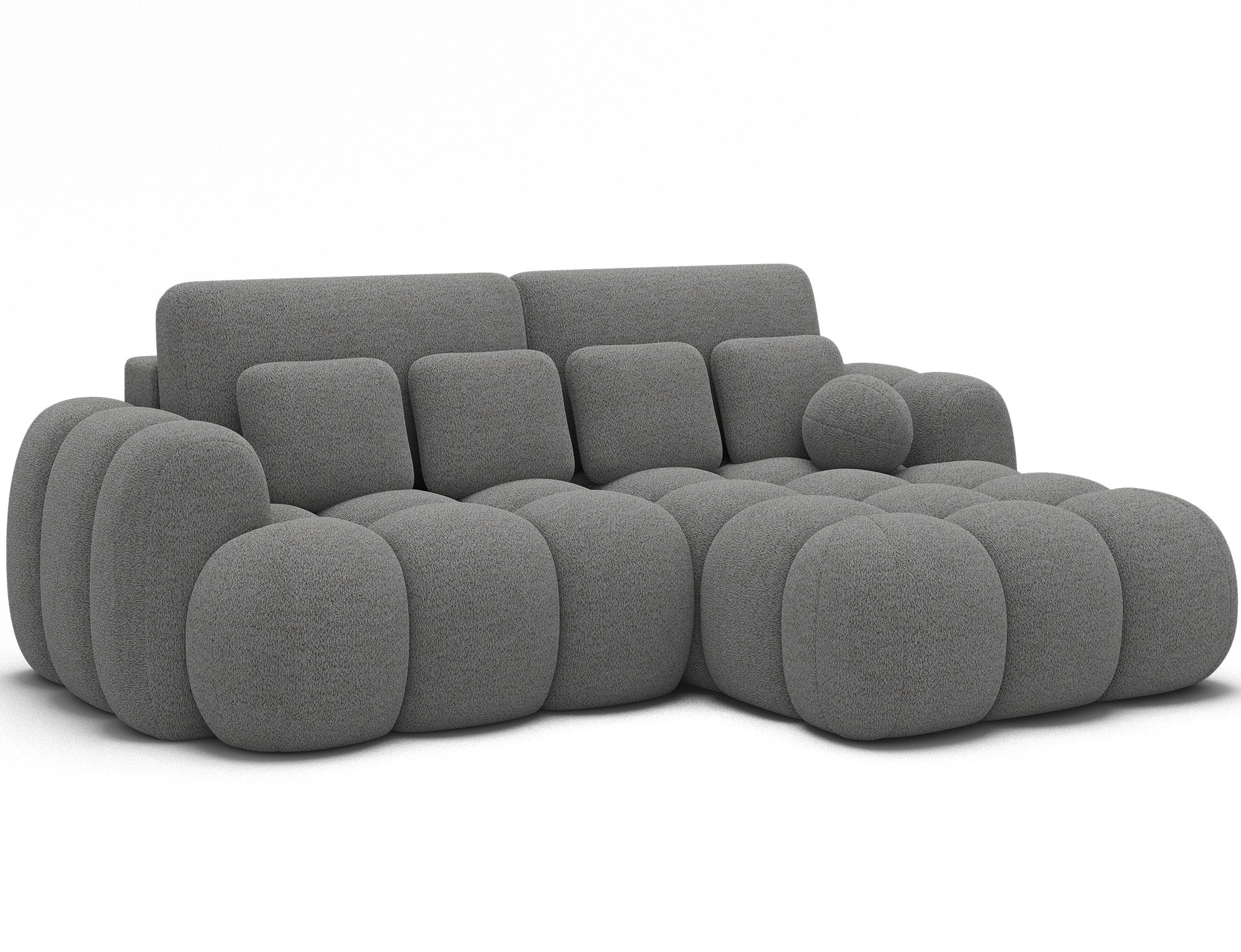 Canapé d'angle Saint-Germain – vue d'ensemble, tissu texturé 3D gris