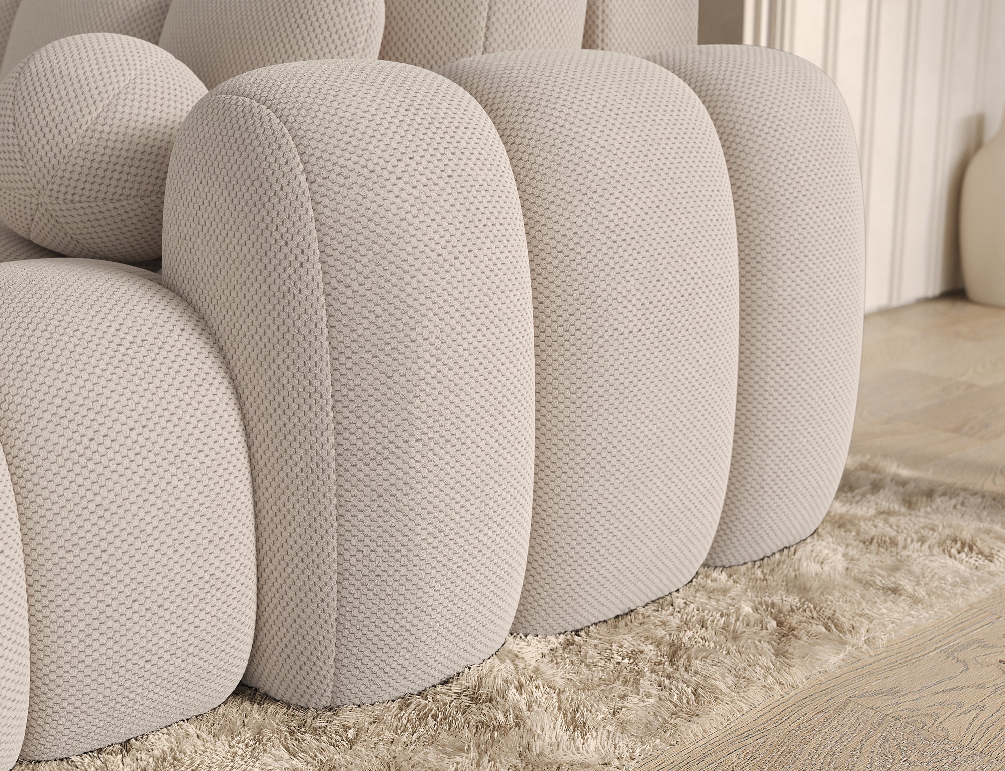 Canapé Saint-Germain converti en couchage 145x193 cm – tissu texturé 3D beige