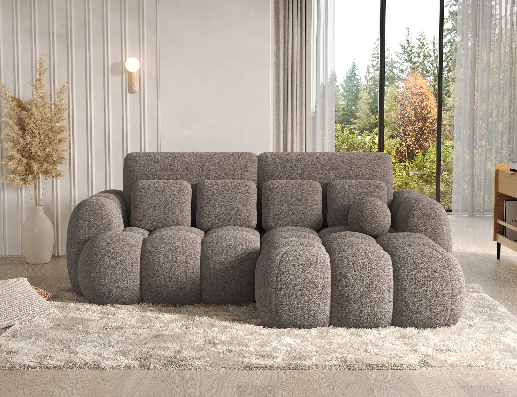 Canapé d'angle Saint-Germain convertible – vue profil, tissu texturé 3D