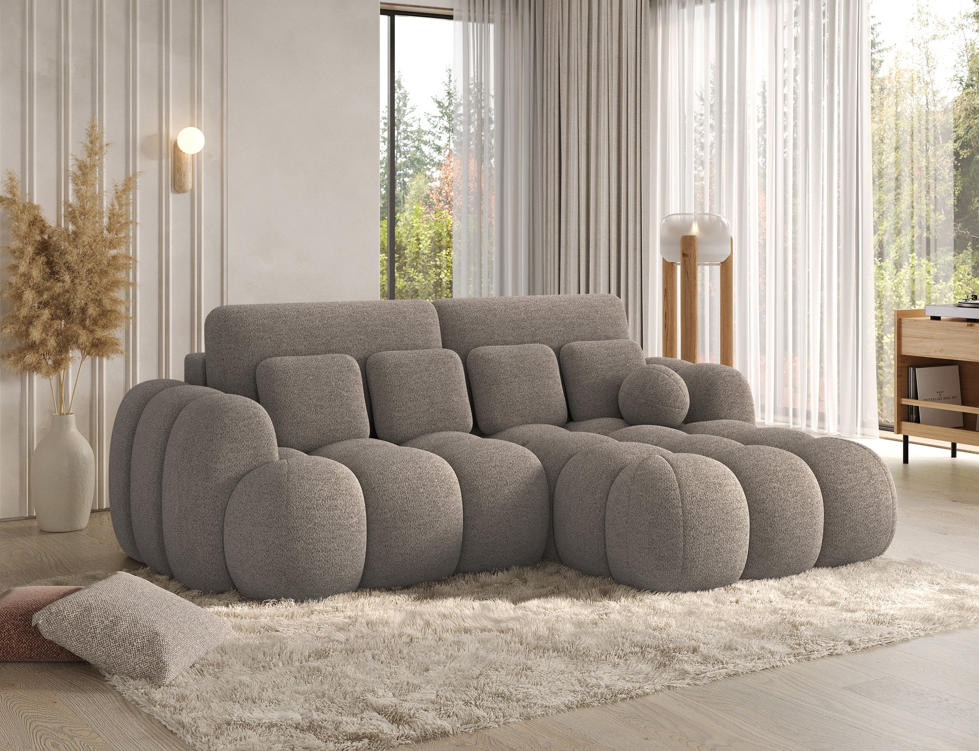 Canapé Saint-Germain angle – close-up assise, tissu texturé 3D