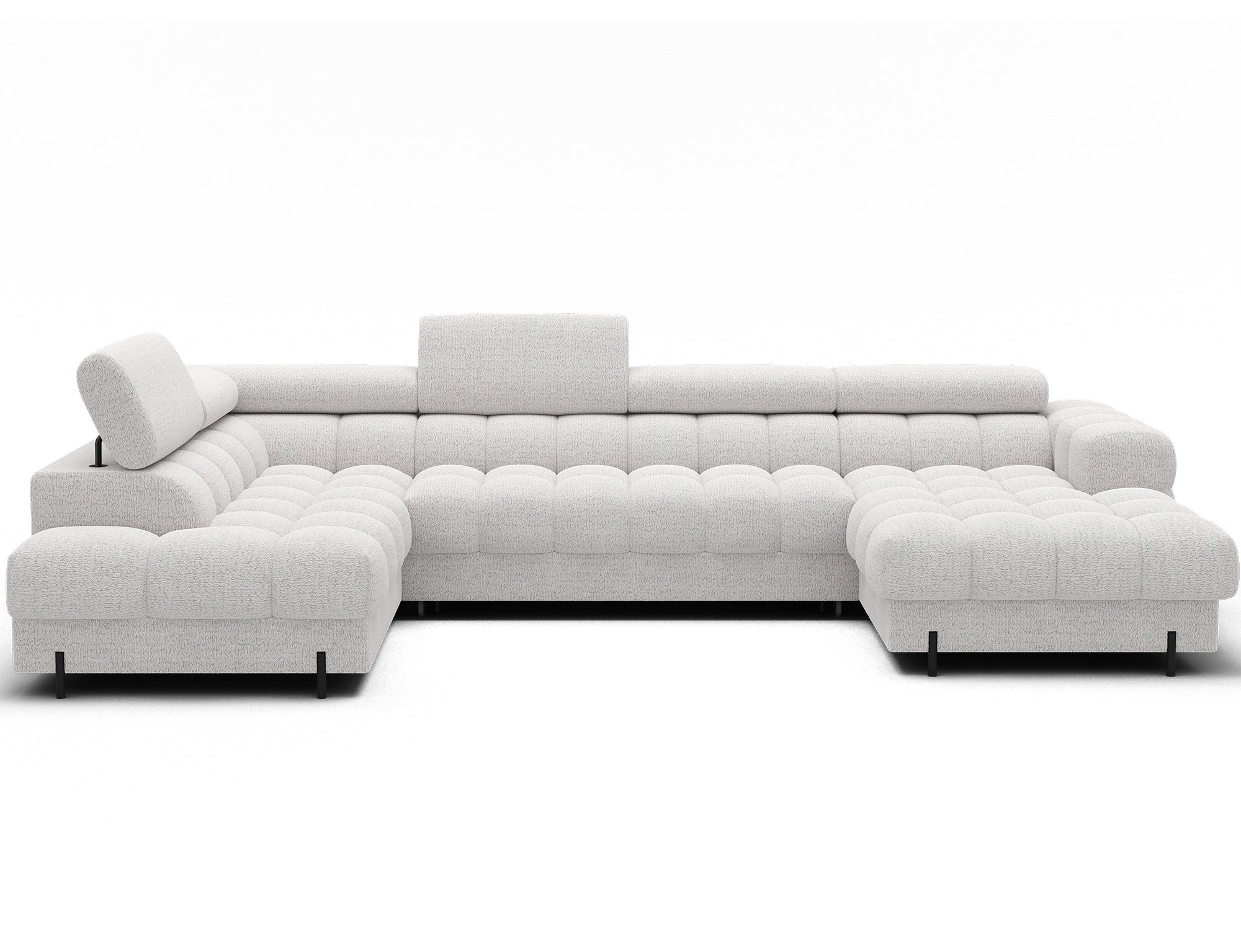 Montceau – Canapé panoramique en U convertible avec coffre et têtières réglables