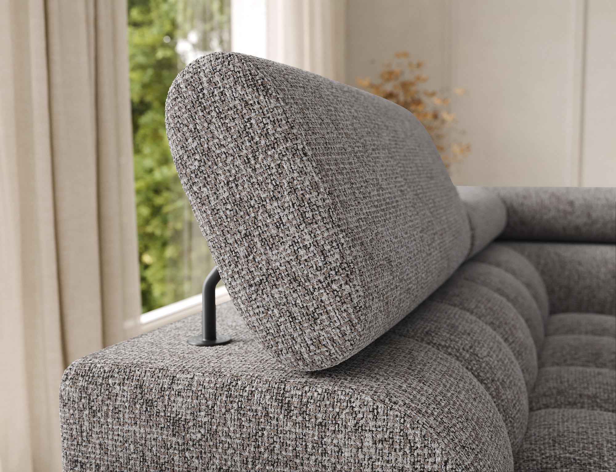 Montceau – Canapé panoramique en U convertible avec coffre et têtières réglables