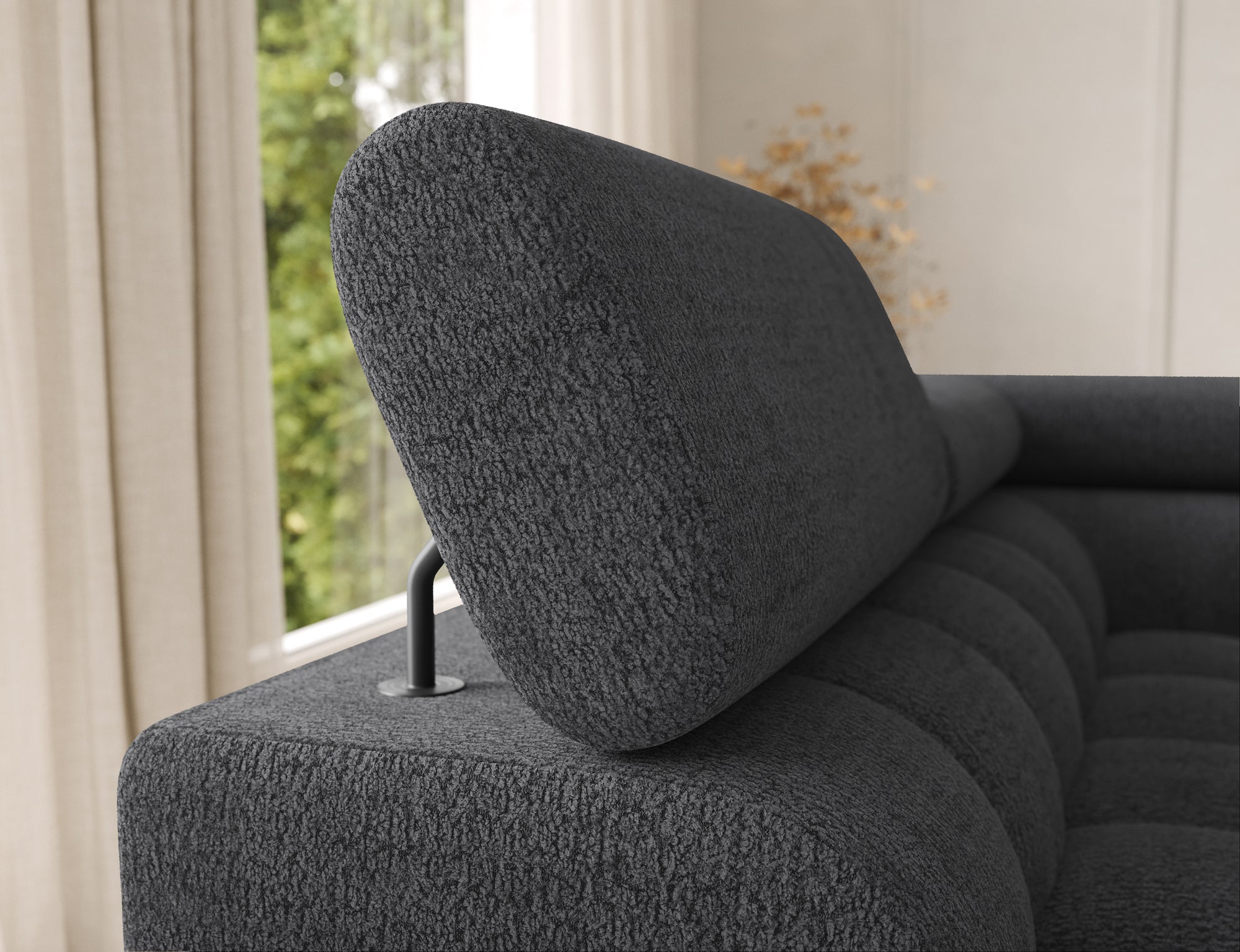 Montceau – Canapé panoramique en U convertible avec coffre et têtières réglables