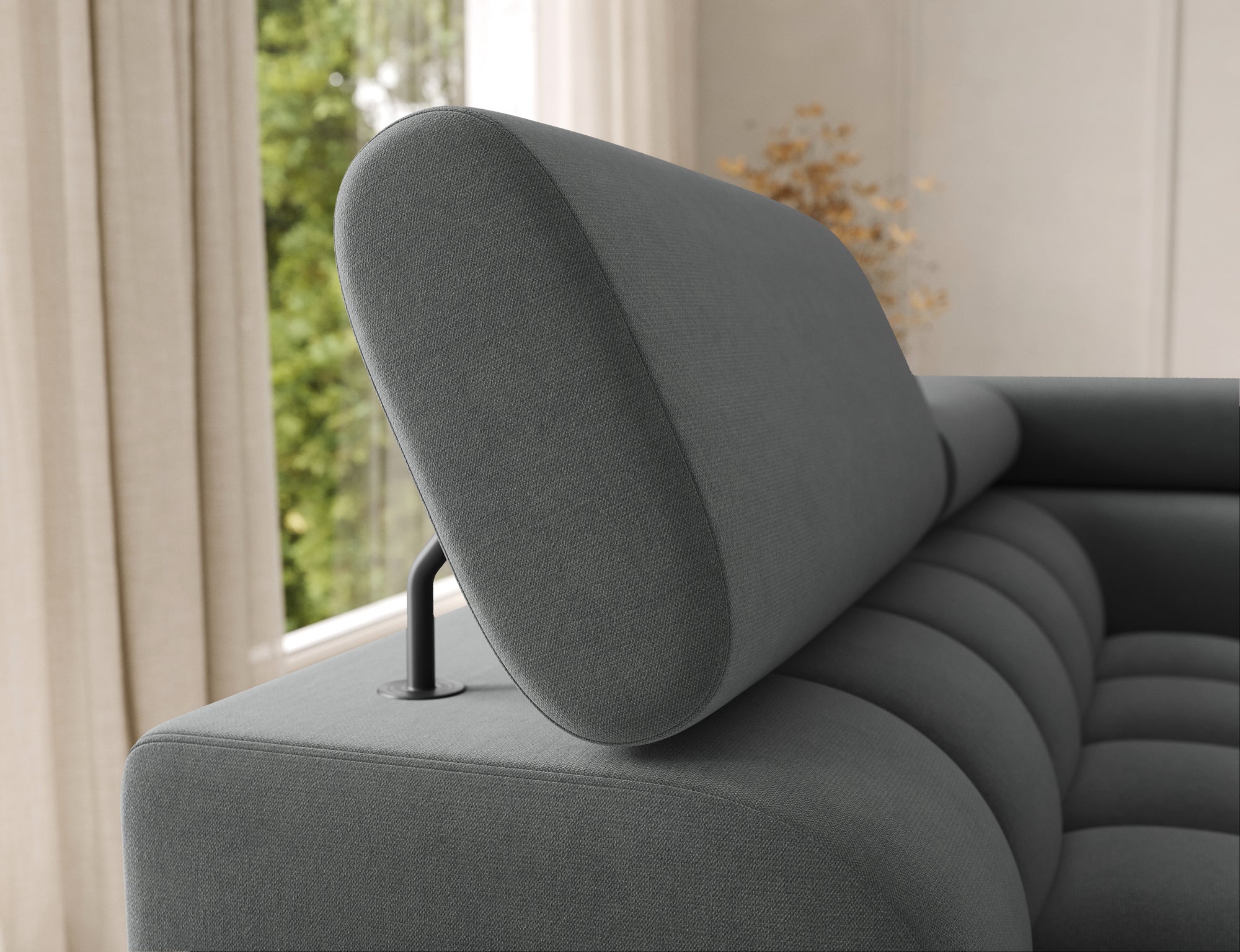 Montceau – Canapé panoramique en U convertible avec coffre et têtières réglables