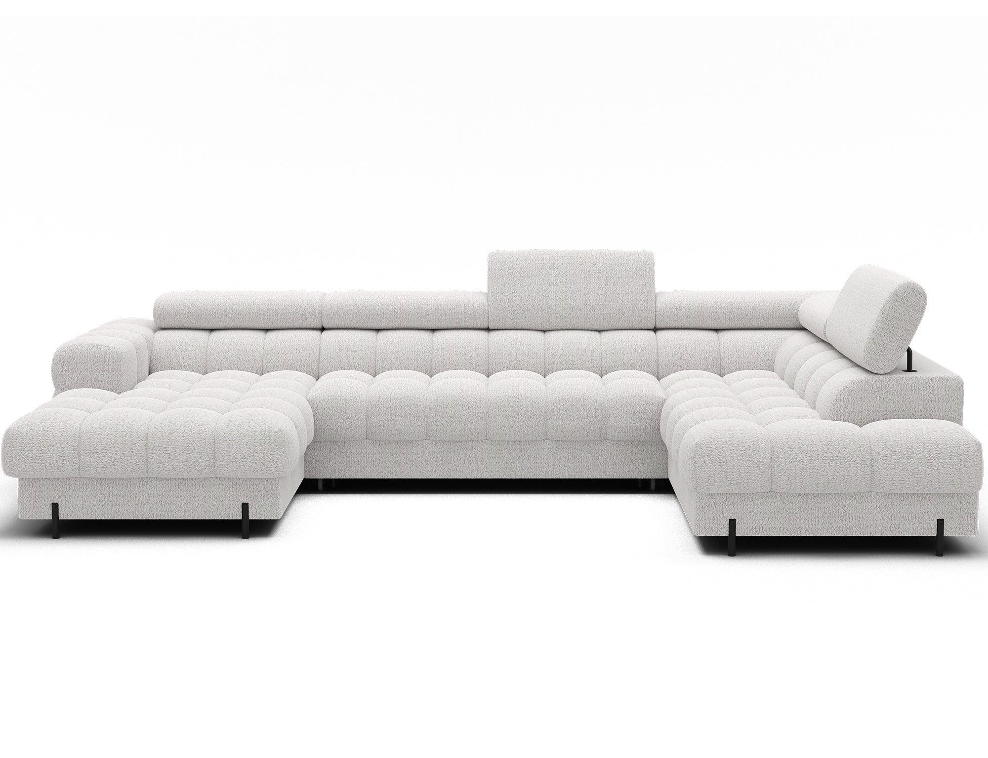 Montceau – Canapé panoramique en U convertible avec coffre et têtières réglables