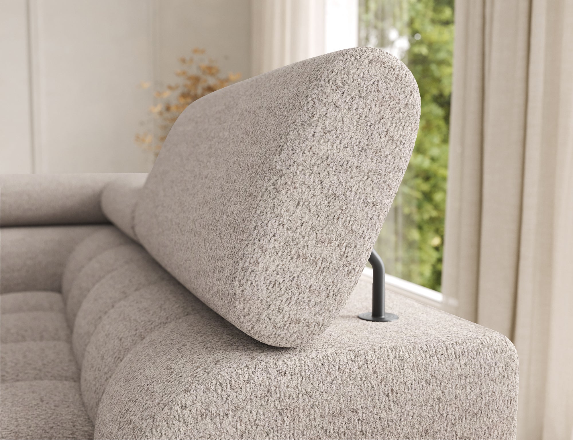 Montceau – Canapé panoramique en U convertible avec coffre et têtières réglables