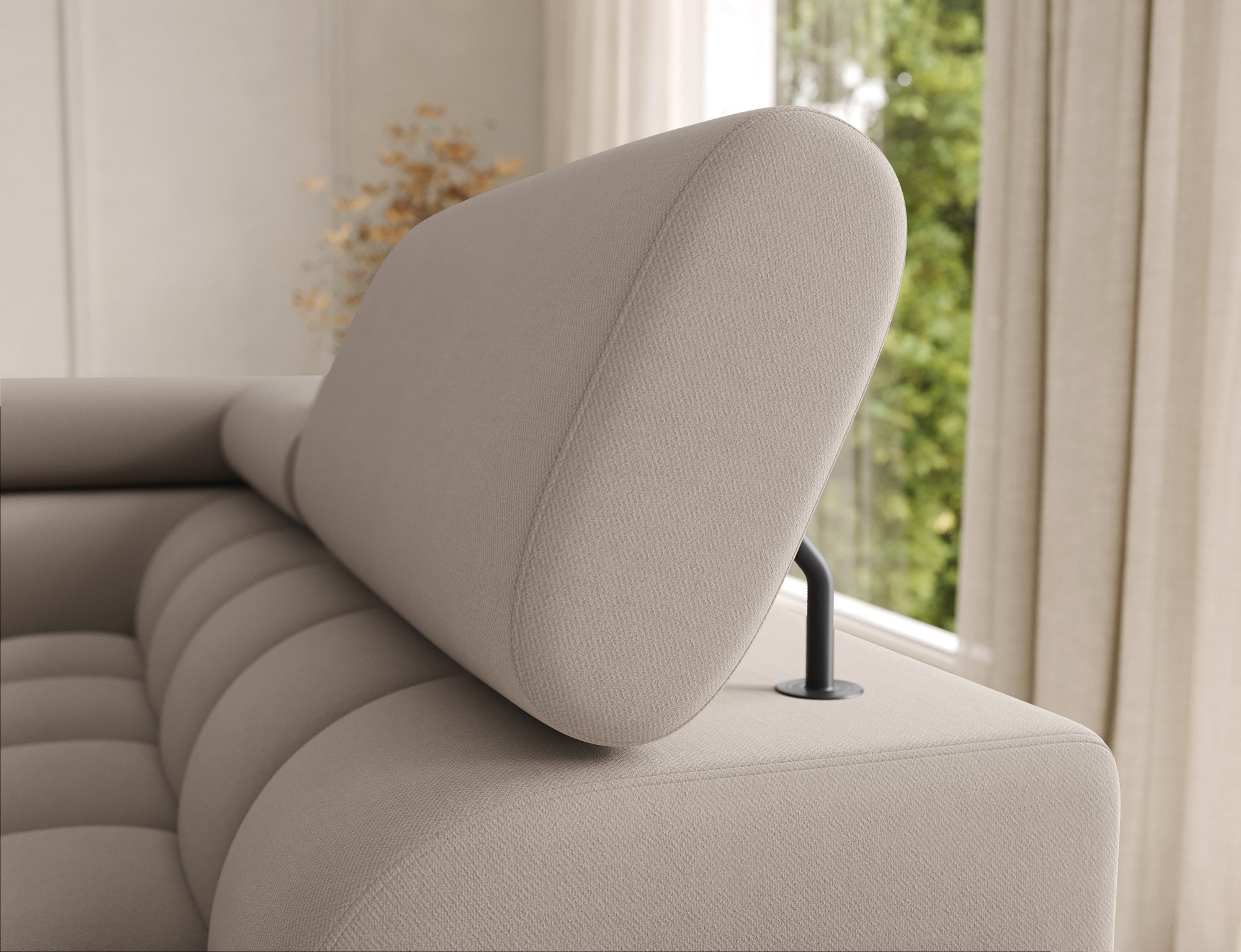 Montceau – Canapé panoramique en U convertible avec coffre et têtières réglables