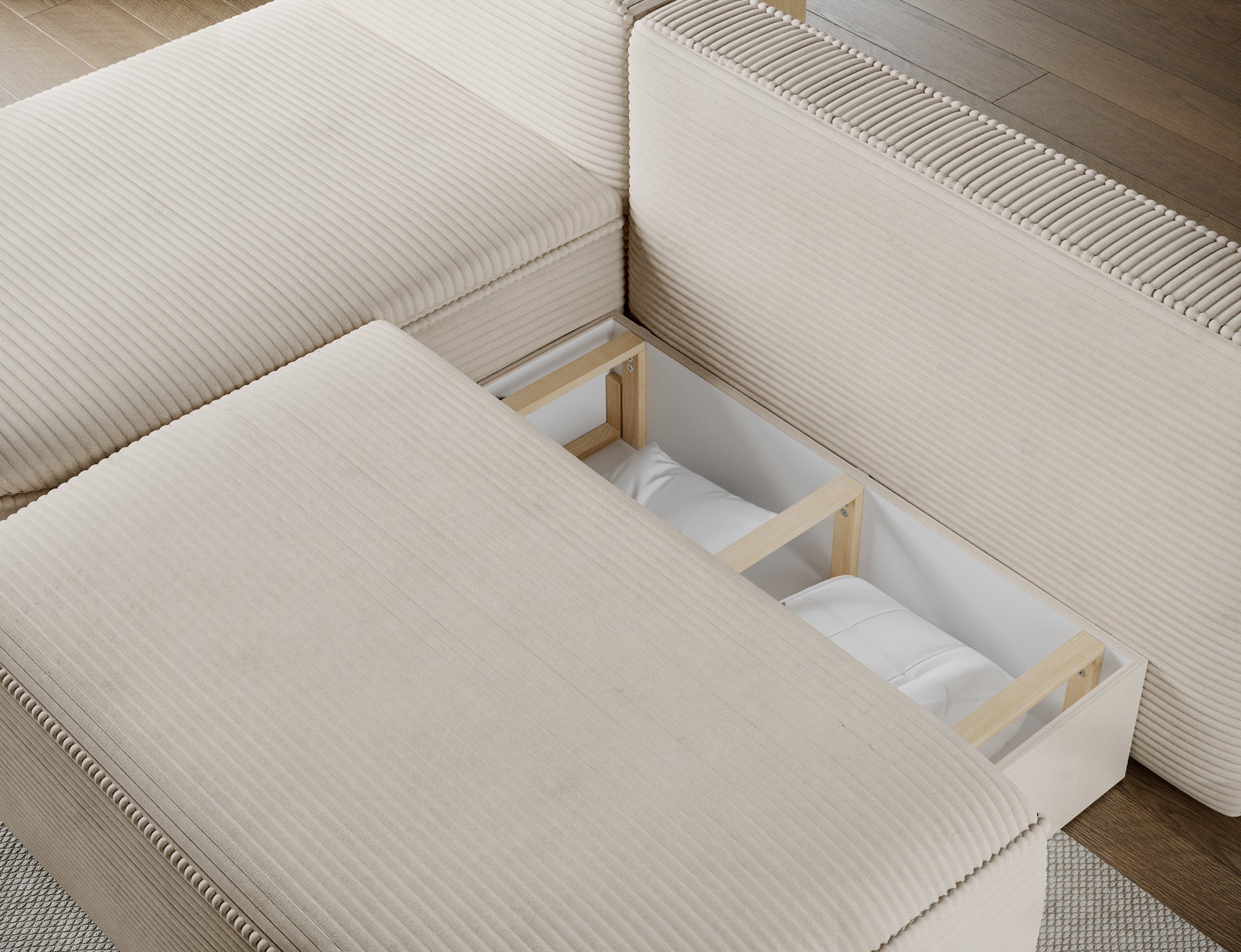 Canapé d’angle convertible avec coffre, idéal petit espace – Châtelet