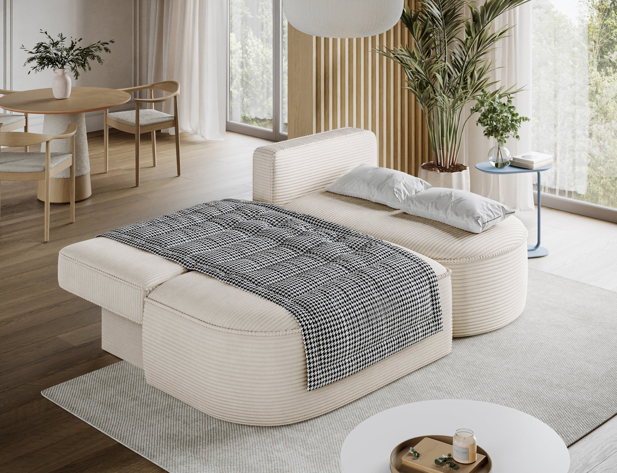 Canapé d’angle convertible avec coffre, idéal petit espace – Châtelet