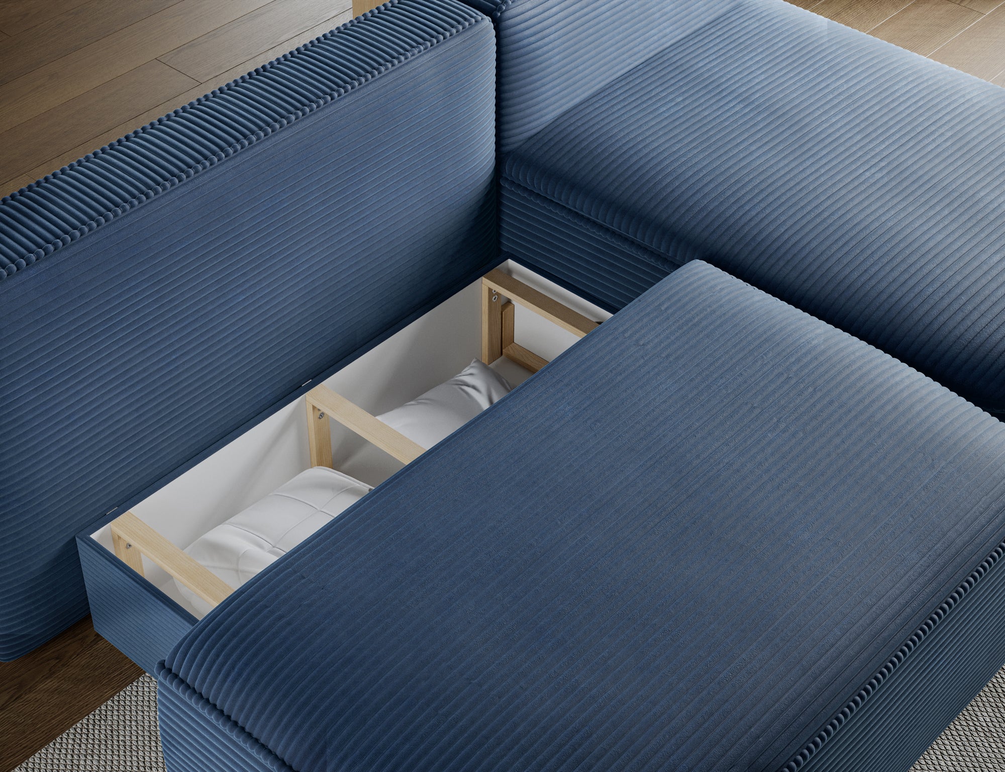 Canapé d’angle convertible avec coffre, idéal petit espace – Châtelet