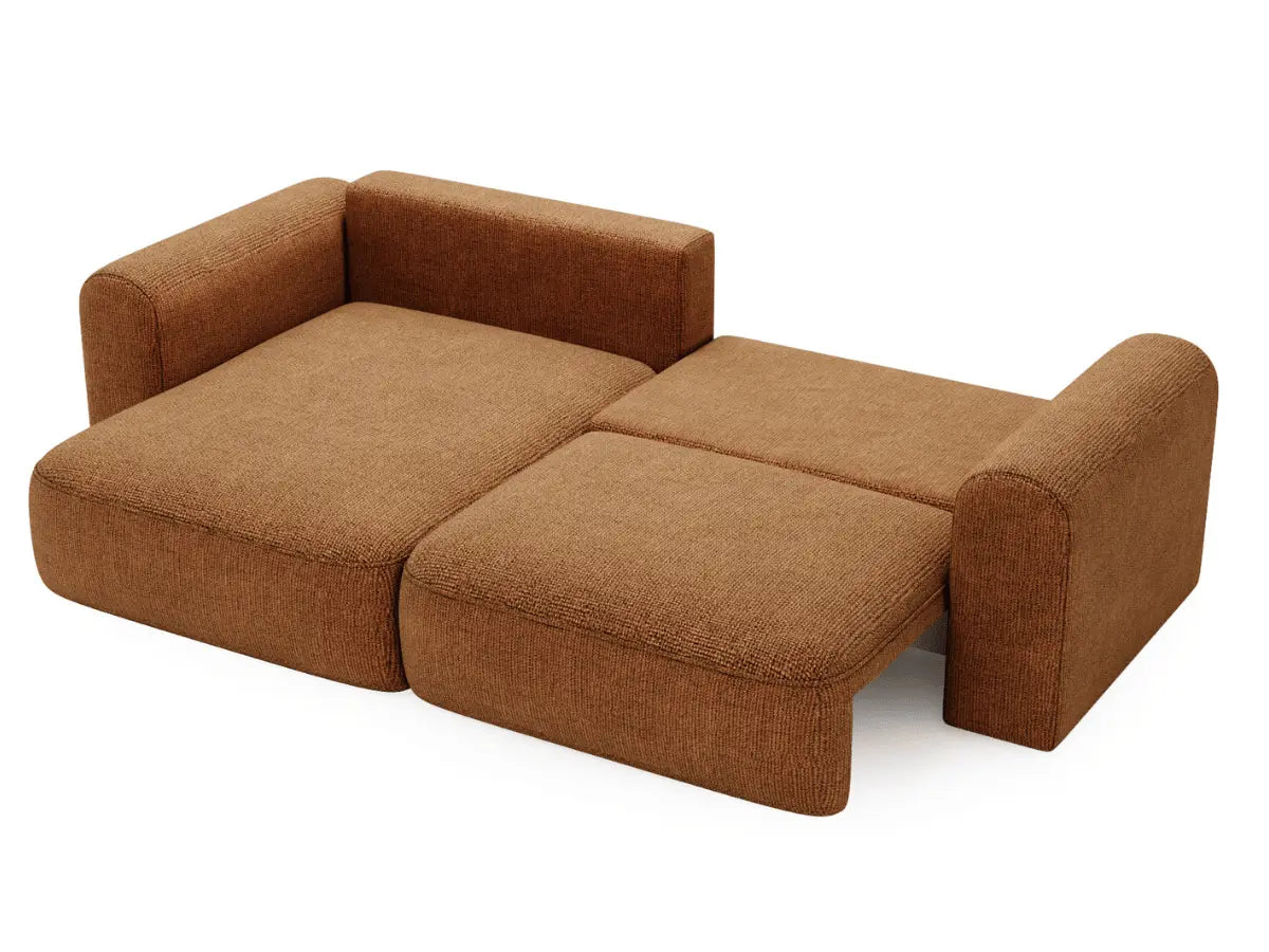 Canapé d'angle convertible avec grande méridienne - TROCADERO Tissu-orange