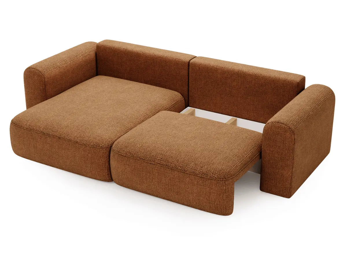 Canapé d'angle convertible avec grande méridienne - TROCADERO Tissu-orange