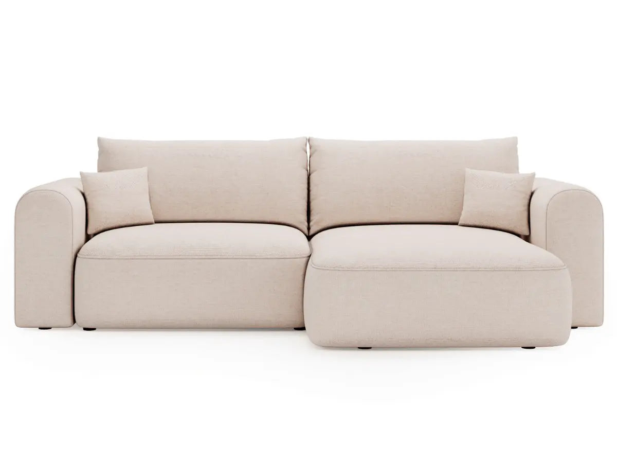 Canapé d'angle convertible avec grande méridienne - TROCADERO Tissu-beige