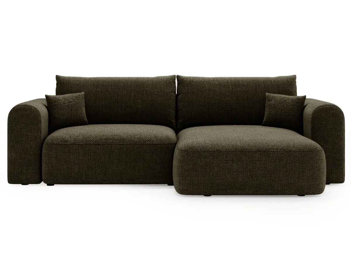 Canapé d'angle convertible avec grande méridienne - TROCADERO Tissu-kaki