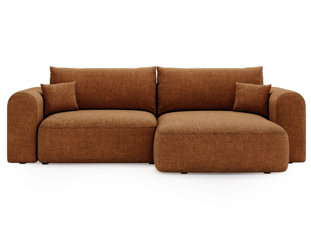 Canapé d'angle convertible avec grande méridienne - TROCADERO Tissu-orange