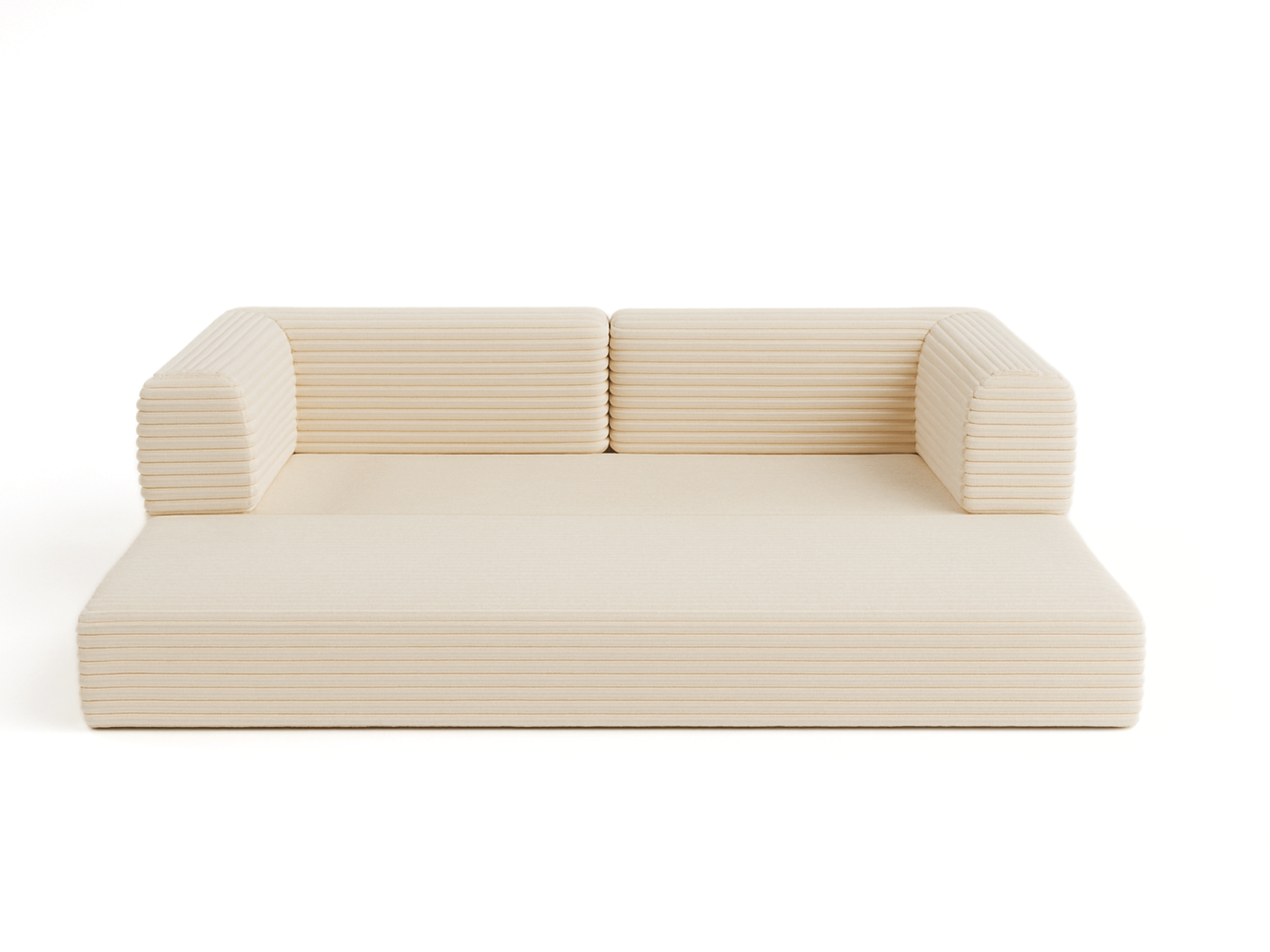 Sofá cama de 3 plazas Victor Hugo de pana beige de 200 cm de grosor