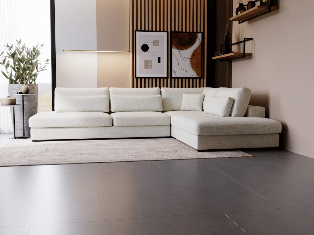 Canapé d'angle velours côtelé grand épaisseur VENDOME