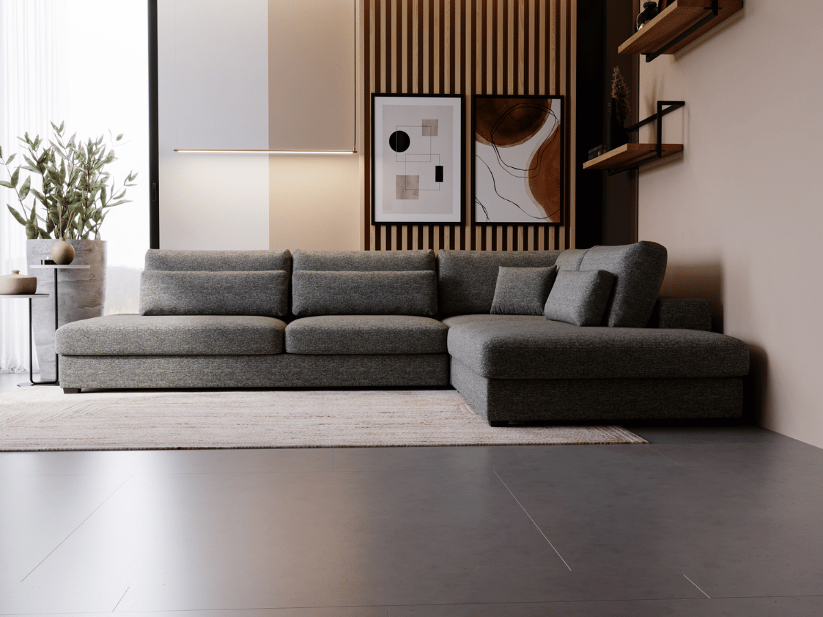 Canapé d'angle velours côtelé grand épaisseur VENDOME