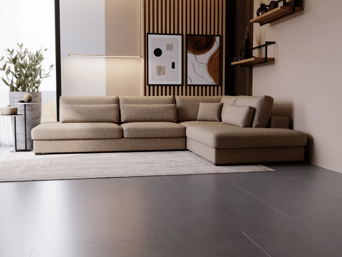 Canapé d'angle velours côtelé grand épaisseur VENDOME