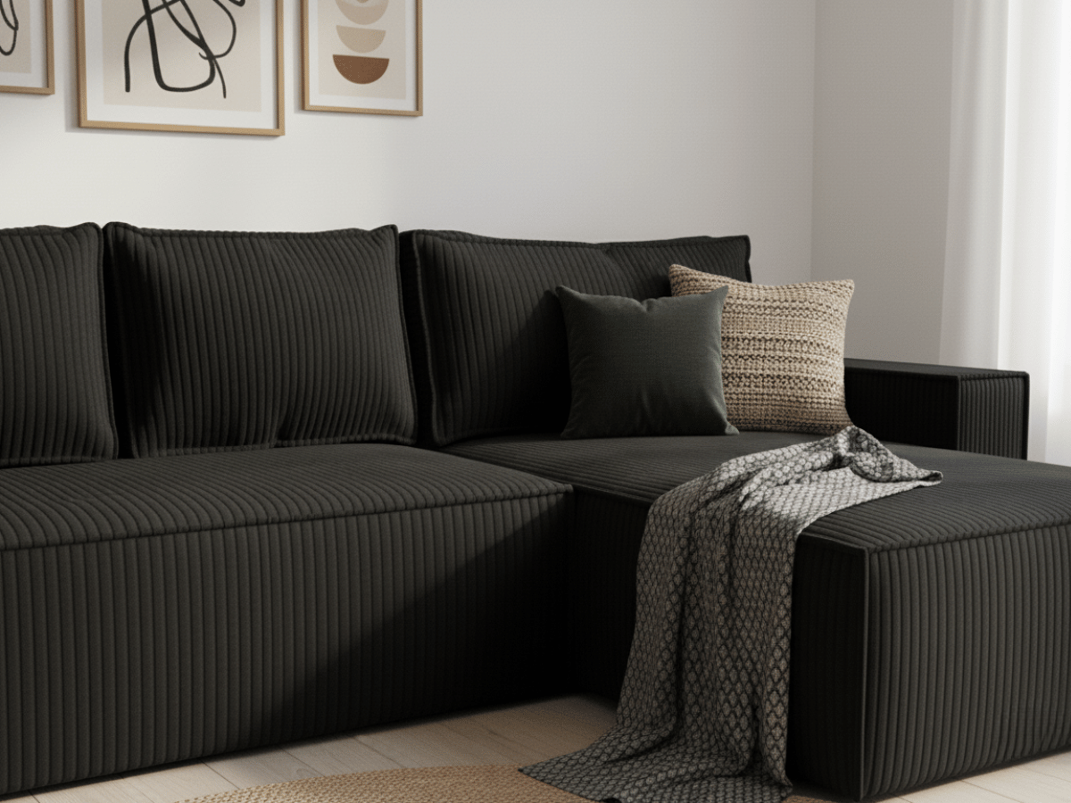 Canapé d'angle convertible velours côtelé doux Rivoli