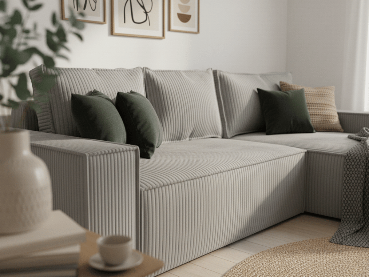 Canapé d'angle convertible velours côtelé doux Rivoli