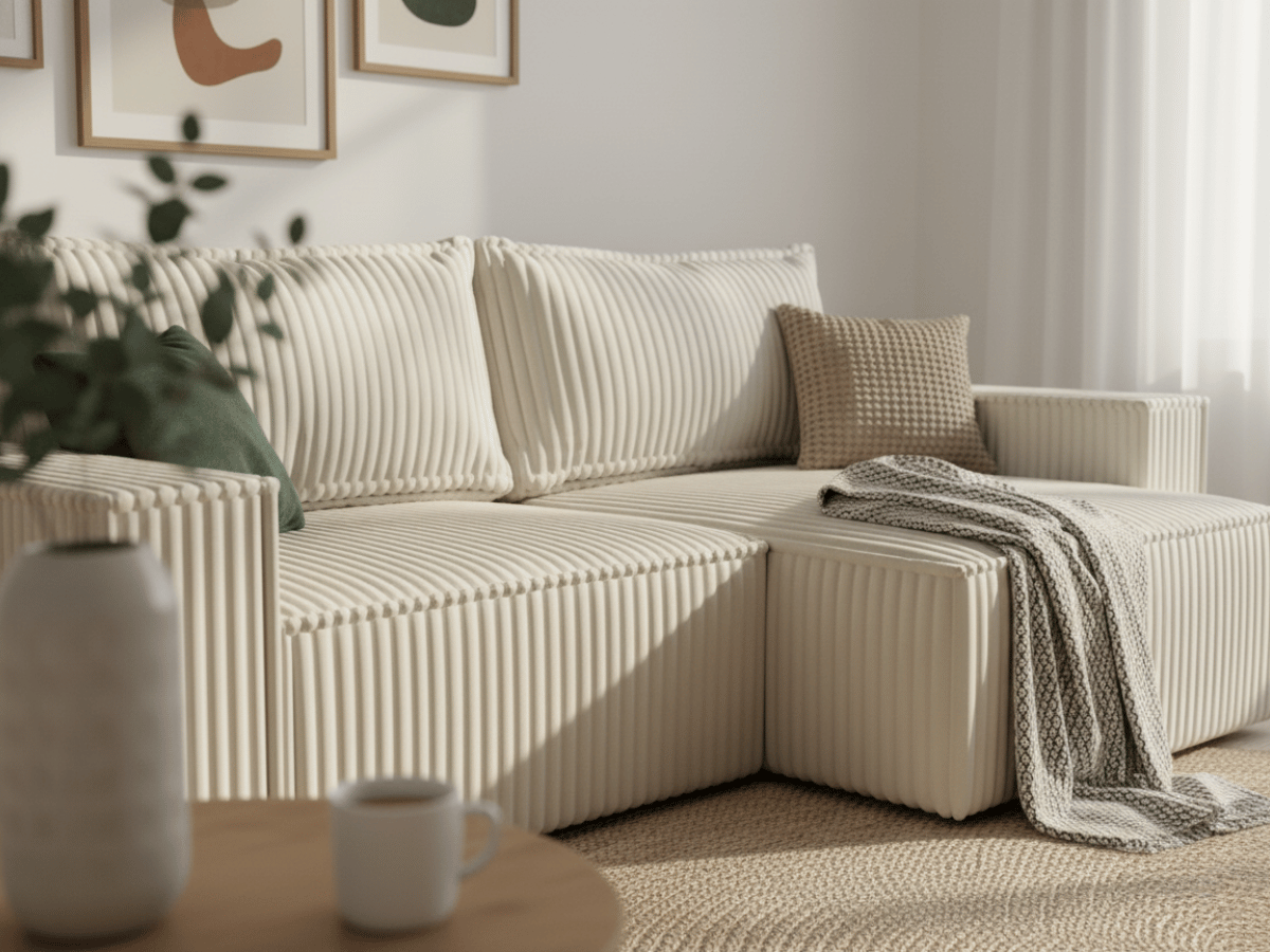 Canapé d'angle convertible velours côtelé doux Rivoli