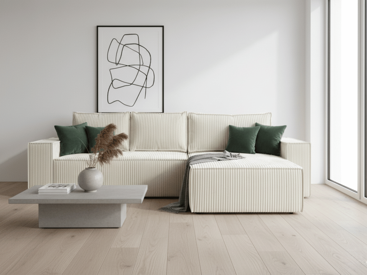 Canapé d'angle convertible velours côtelé doux Rivoli