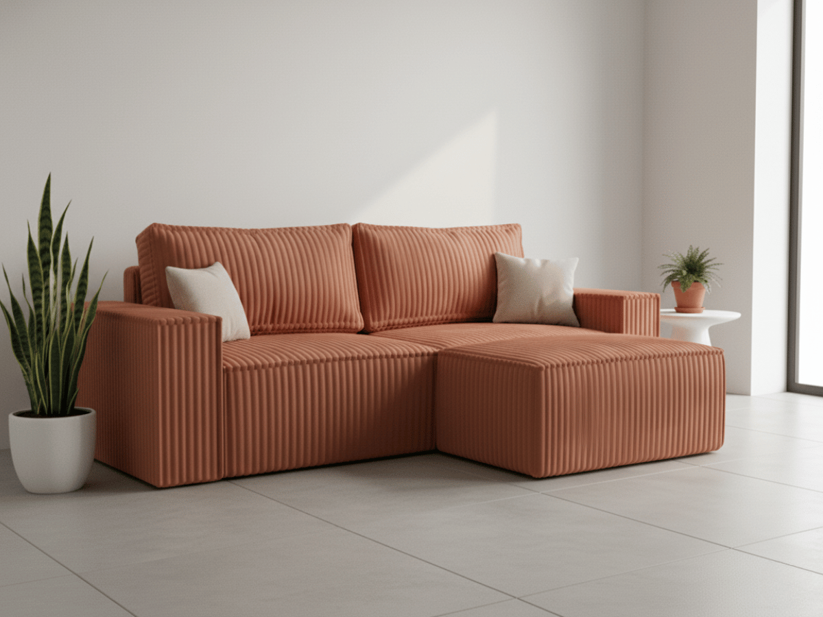 Canapé d'angle convertible velours côtelé doux Rivoli