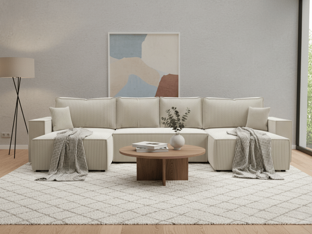 Canapé d'angle convertible velours côtelé doux Rivoli