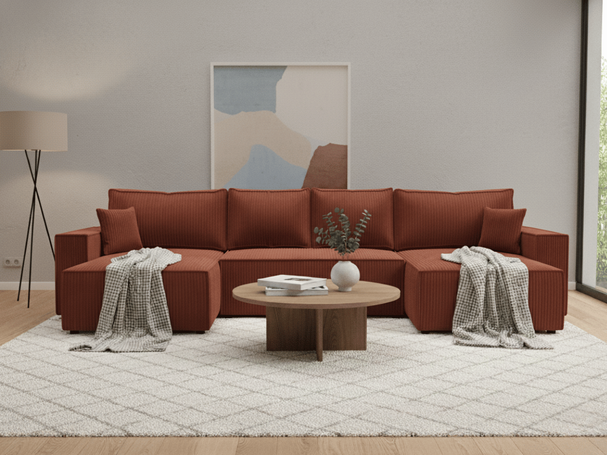 Canapé d'angle convertible velours côtelé doux Rivoli