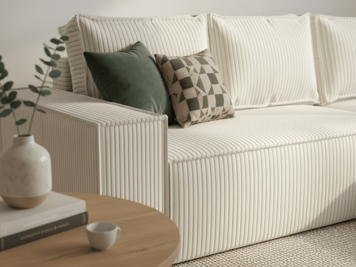 Canapé d'angle convertible velours côtelé doux Rivoli