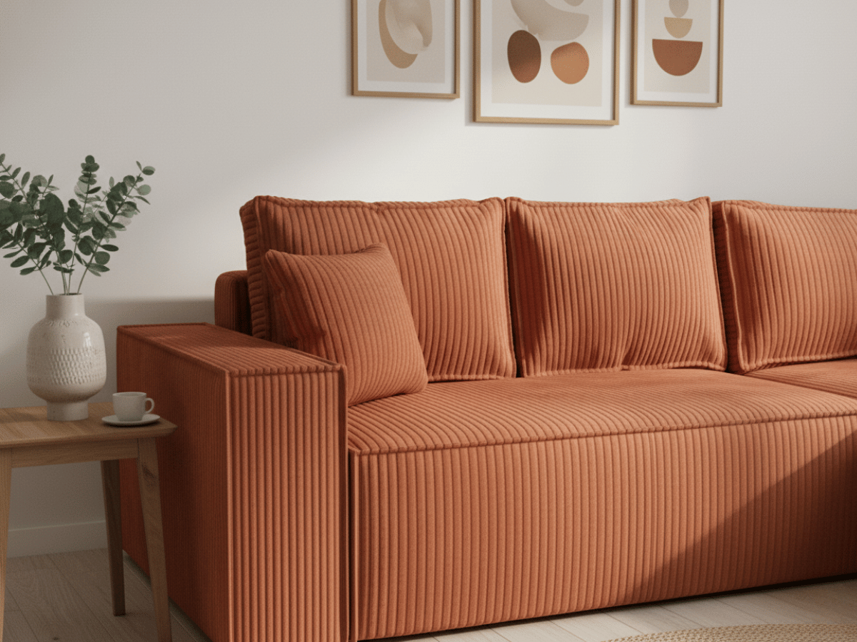 Canapé d'angle convertible velours côtelé doux Rivoli