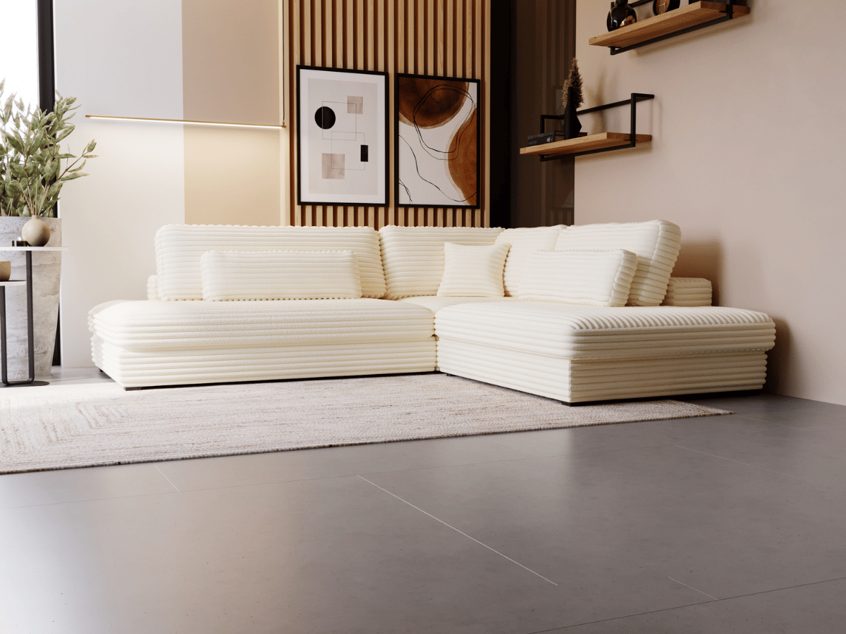 Canapé d'angle velours côtelé grand épaisseur VENDOME