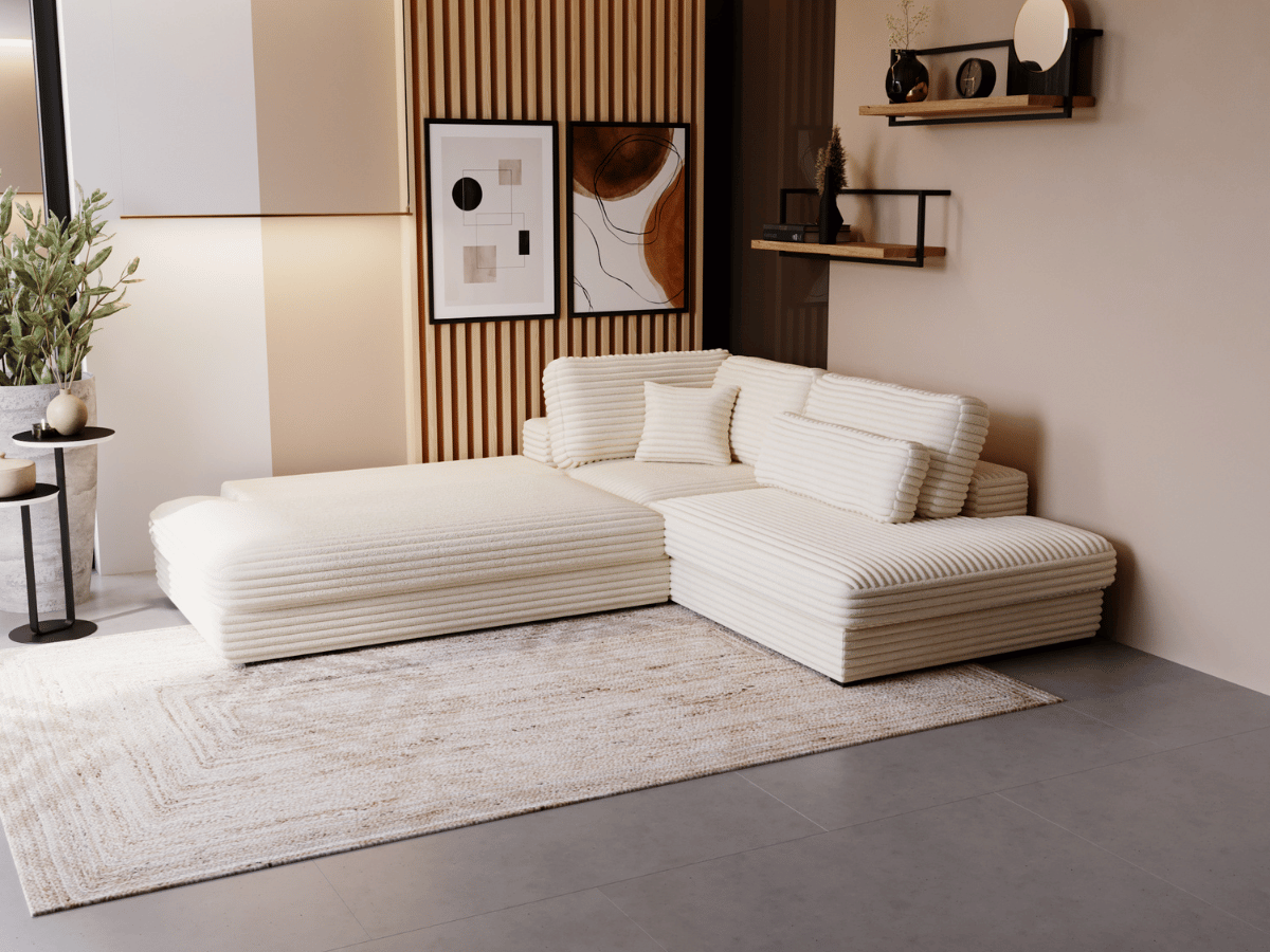 Canapé d'angle velours côtelé grand épaisseur VENDOME