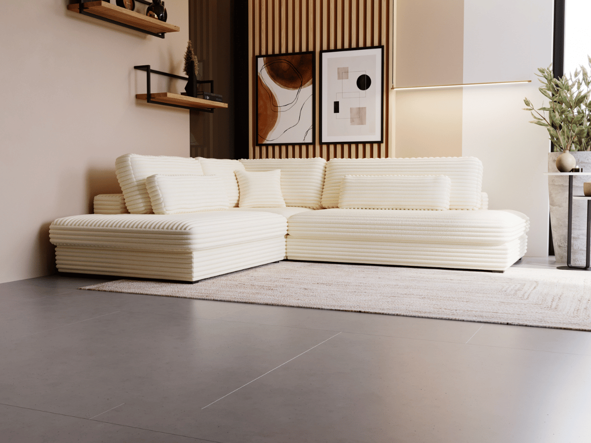 Canapé d'angle velours côtelé grand épaisseur VENDOME