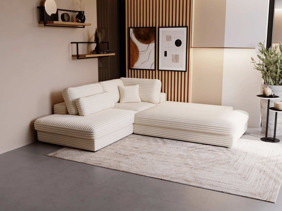 Canapé d'angle velours côtelé grand épaisseur VENDOME