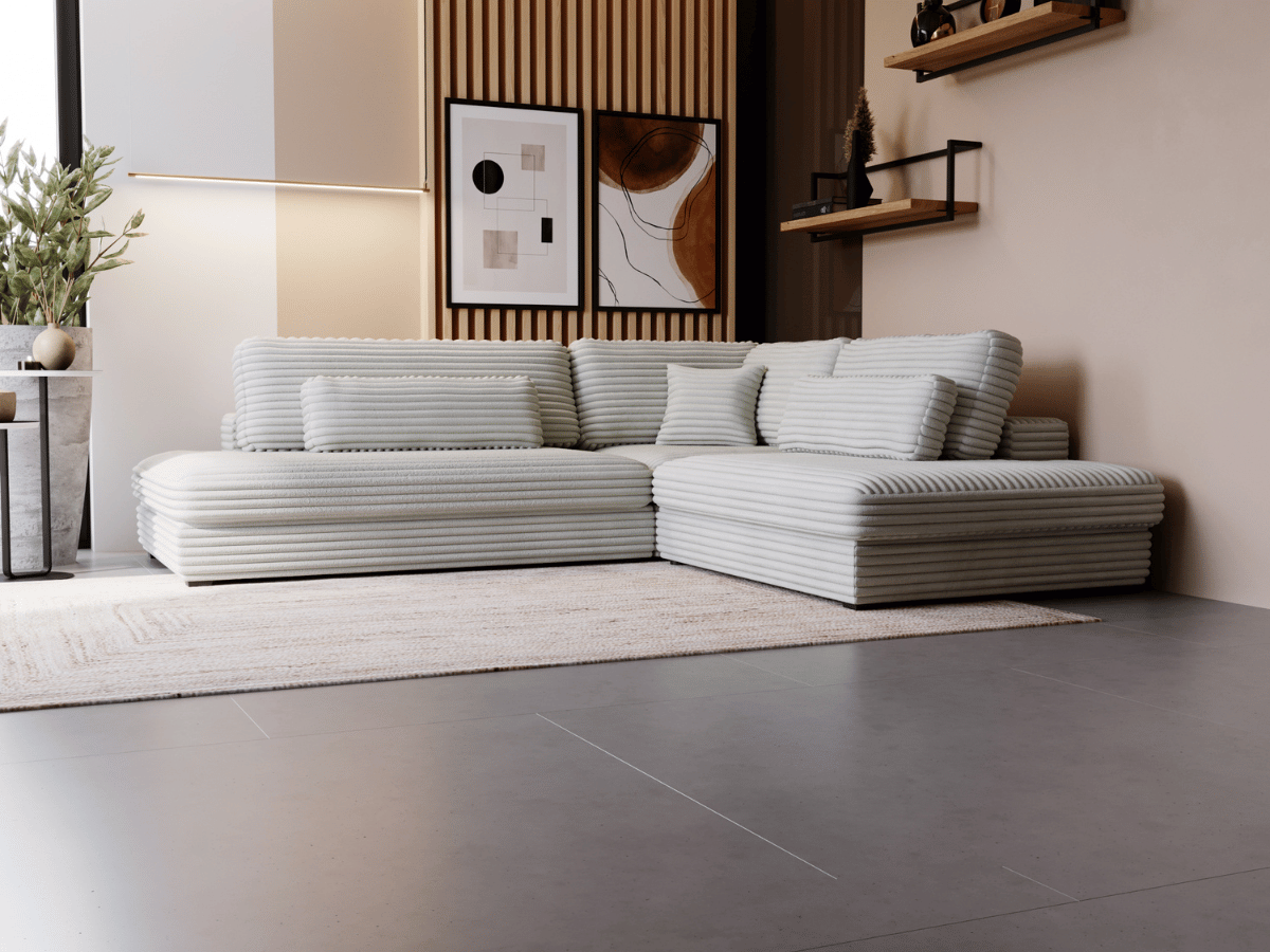 Canapé d'angle velours côtelé grand épaisseur VENDOME