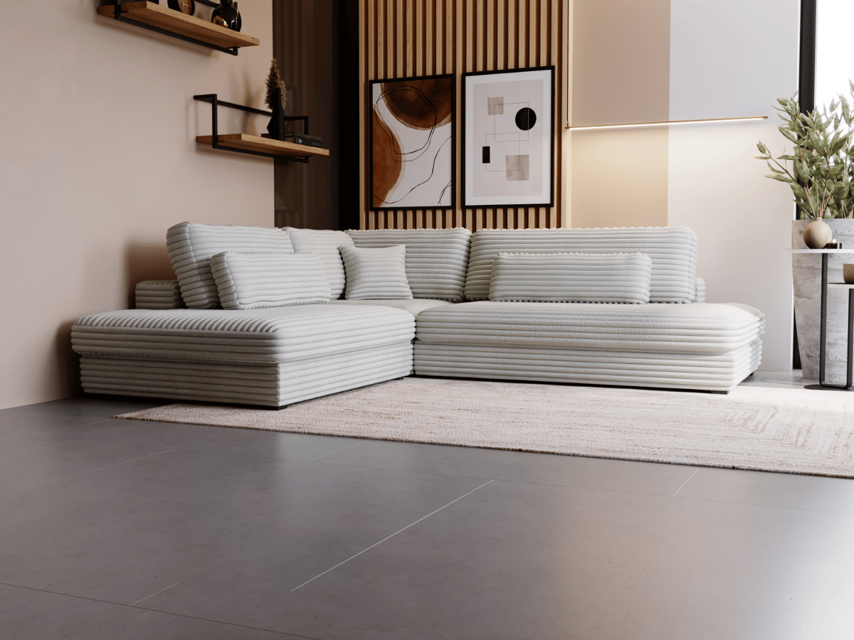 Canapé d'angle velours côtelé grand épaisseur VENDOME