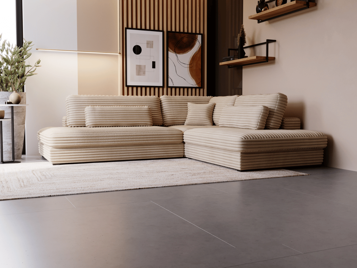 Canapé d'angle velours côtelé grand épaisseur VENDOME