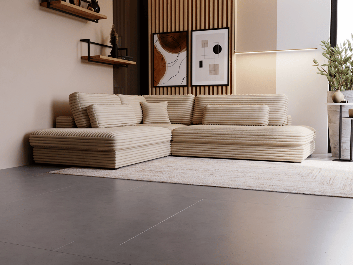 Canapé d'angle velours côtelé grand épaisseur VENDOME