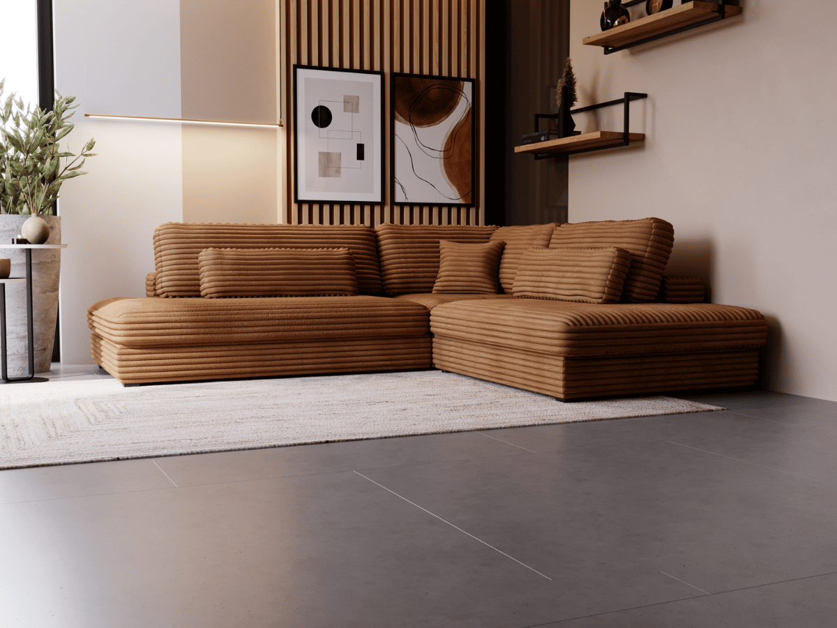 Canapé d'angle velours côtelé grand épaisseur VENDOME