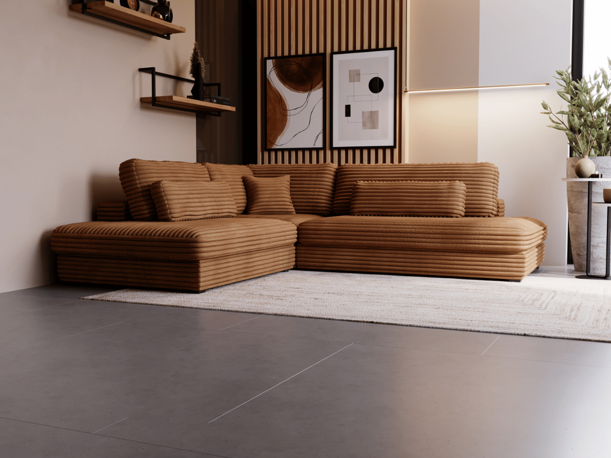 Canapé d'angle velours côtelé grand épaisseur VENDOME