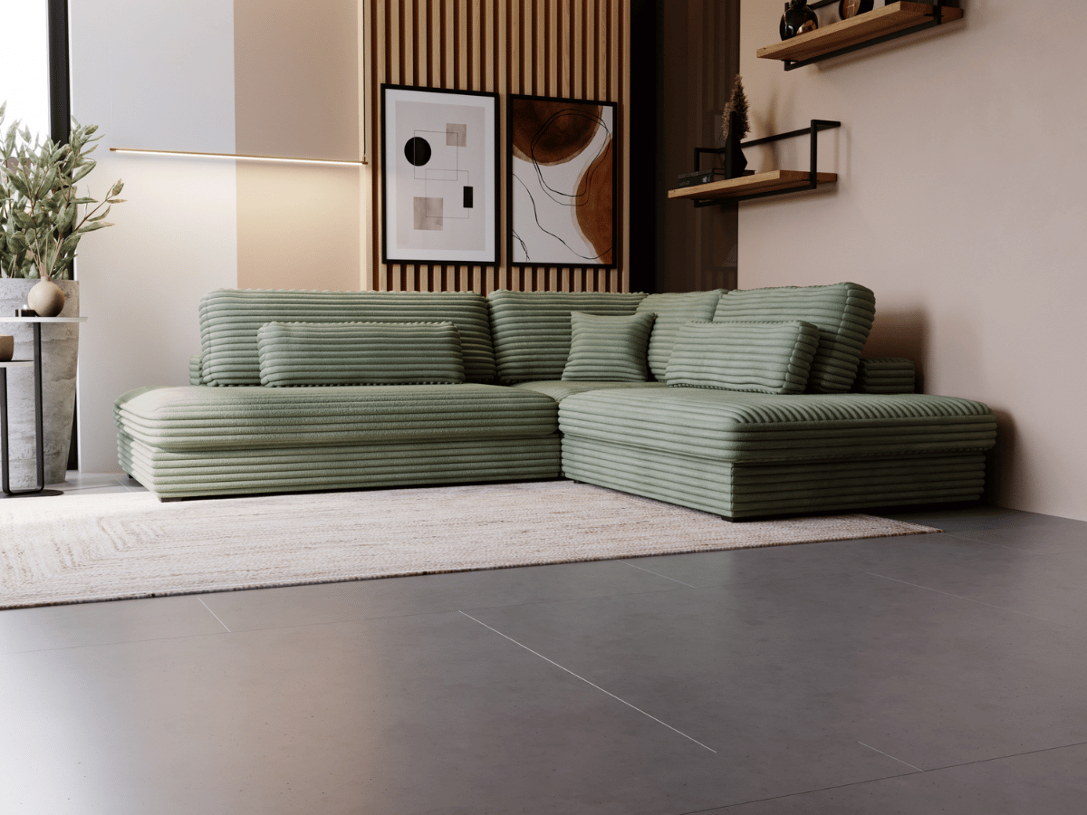 Canapé d'angle velours côtelé grand épaisseur VENDOME