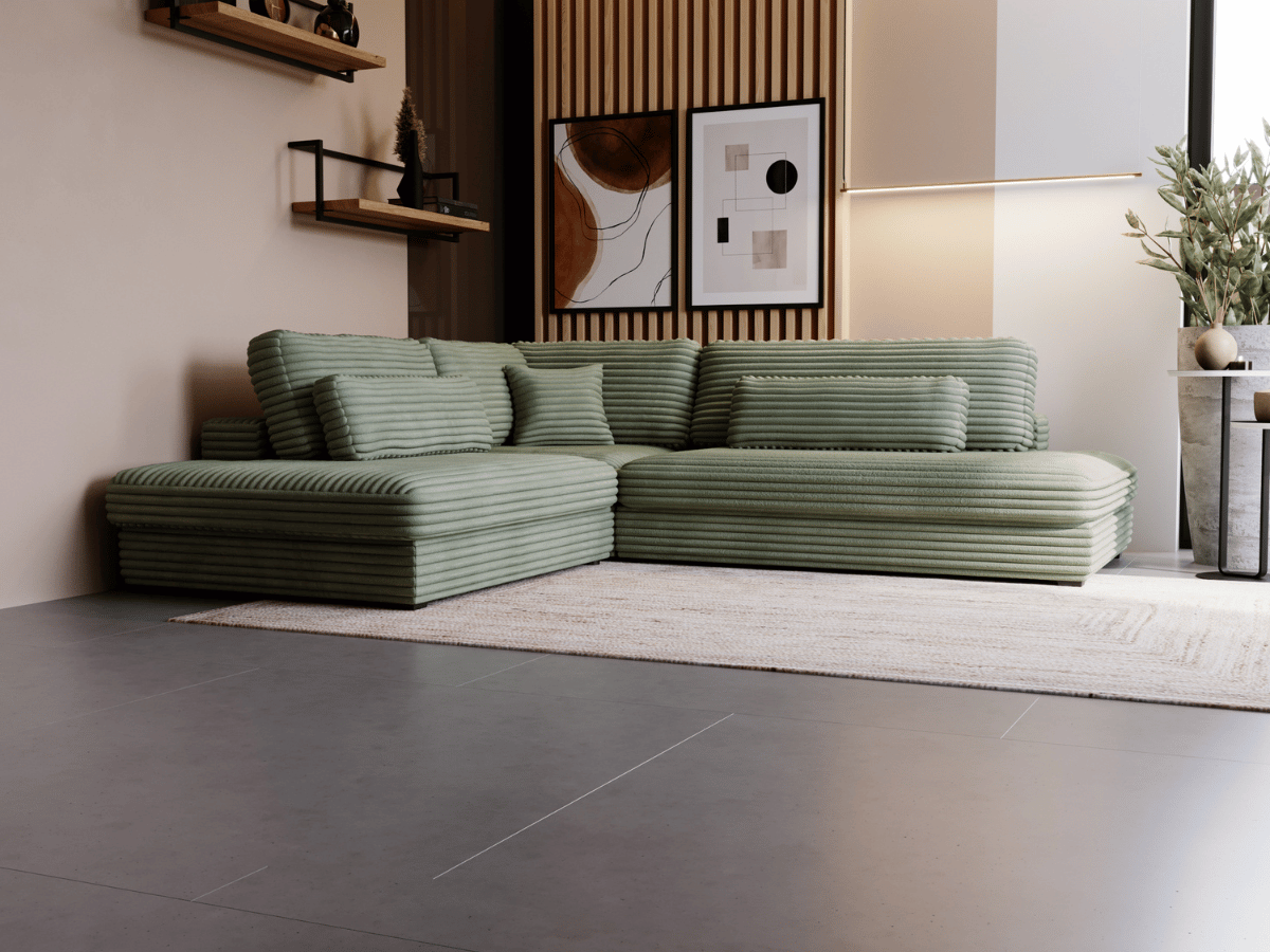 Canapé d'angle velours côtelé grand épaisseur VENDOME