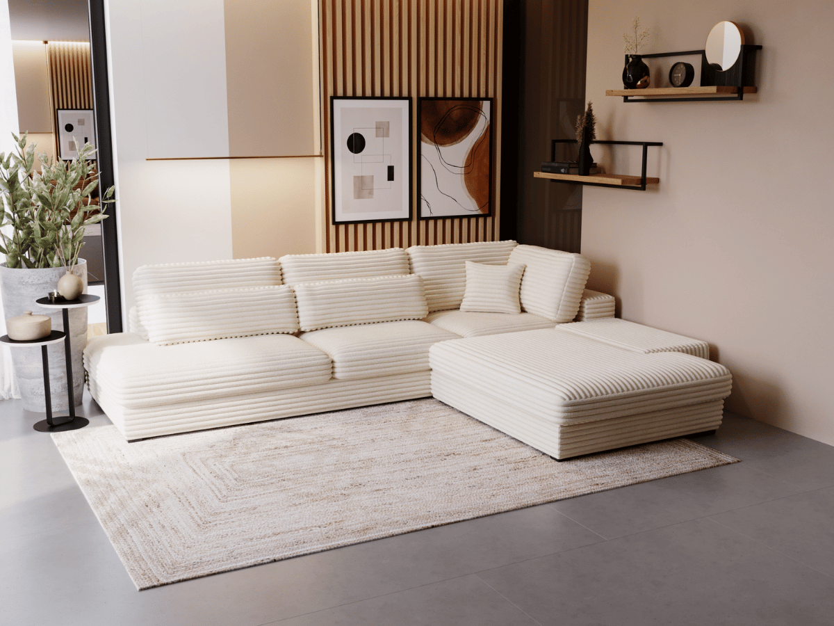 Canapé d'angle velours côtelé grand épaisseur VENDOME