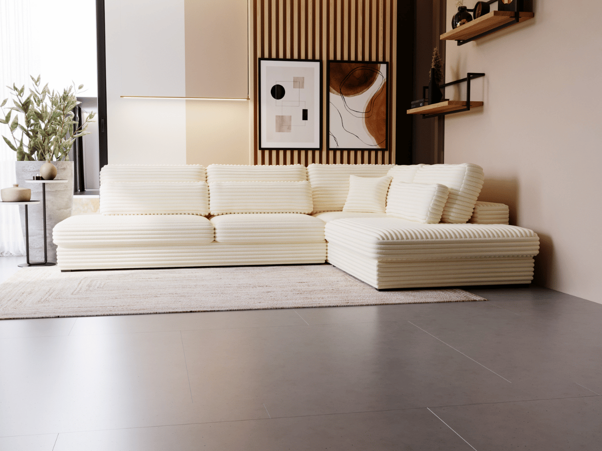 Canapé d'angle velours côtelé grand épaisseur VENDOME