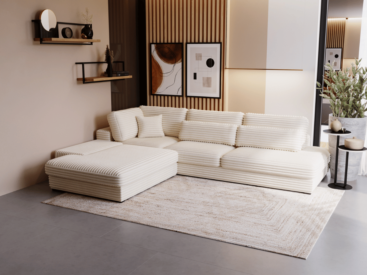 Canapé d'angle velours côtelé grand épaisseur VENDOME