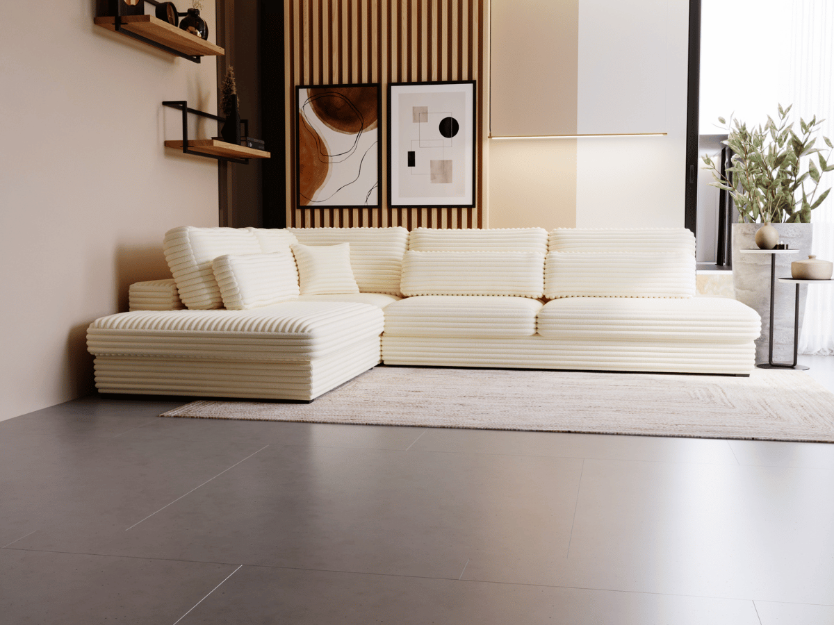 Canapé d'angle velours côtelé grand épaisseur VENDOME