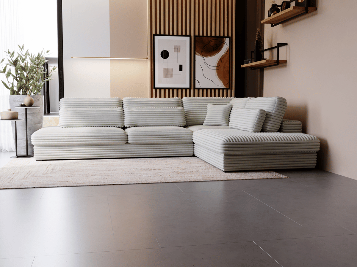 Canapé d'angle velours côtelé grand épaisseur VENDOME